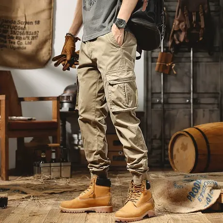 2022春夏新款美式复古工装裤男潮牌宽松束脚大码重磅休闲裤男百搭商品大图