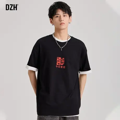 男士虎头t恤男短袖夏季薄款美式高街宽松上衣半袖男款体恤打底衫商品大图