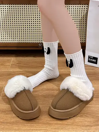 厚底毛毛拖鞋女外穿2023新款秋冬季时尚法式包头半拖网红毛绒棉拖商品大图