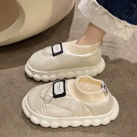 2023年新款棉鞋女高包跟保暖时尚防水厚底踩屎感ins风外穿棉拖鞋商品大图