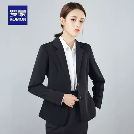 罗蒙女士单西服2024春季时尚百搭工装商务职业正装黑色气质小西装商品大图