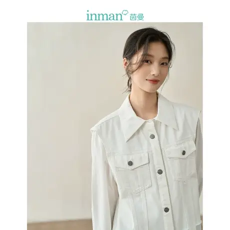 【商场同款】茵曼牛仔马甲假两件外套2023秋季女装新款拼接上衣图片