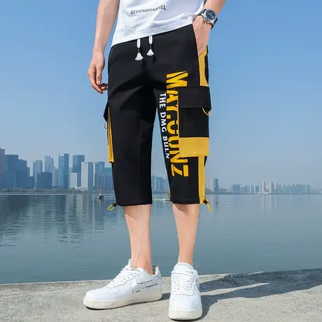 夏季薄款工装短裤男潮牌ins七分裤外穿宽松直筒潮流百搭运动裤子商品大图