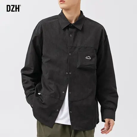 男士黑色衬衫男高级感痞帅日系男装2023新款休闲衬衣长袖寸衫外套商品大图