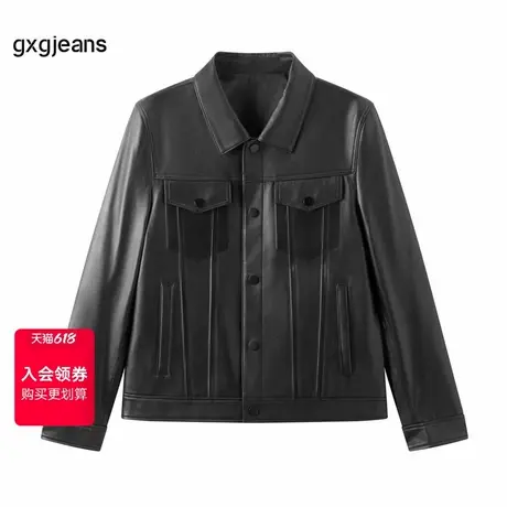 gxg.jeans男装经典翻领绵羊皮皮衣时尚休闲夹克外套男J25D121001商品大图