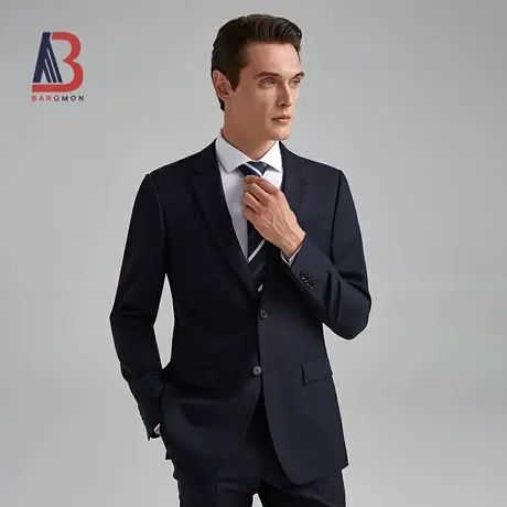 BAROMON/培罗蒙秋季新品西装男士商务正装格子修身绵羊毛西服套装商品大图