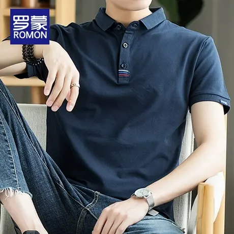 罗蒙纯棉Polo衫男士2025新款商务翻领夏季薄款短袖青年休闲T恤男图片