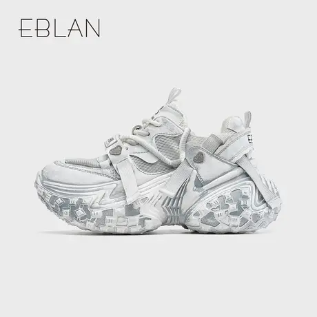 EBLAN/伊伴复古增高老爹鞋2025年春季新款百搭做旧休闲鞋厚底女鞋商品大图