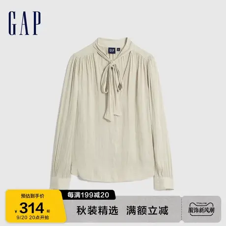 Gap女装秋季2023新款 法式复古宽松系带长袖衬衫742653泡泡袖上衣图片