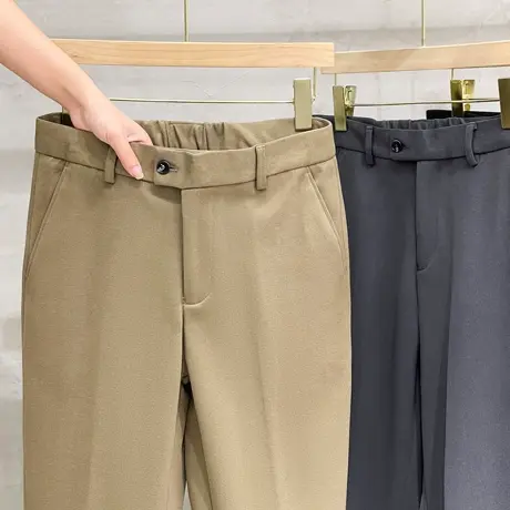 垂坠感九分裤男秋冬季加厚宽松直筒西裤韩版潮毛呢休闲裤男士裤子商品大图