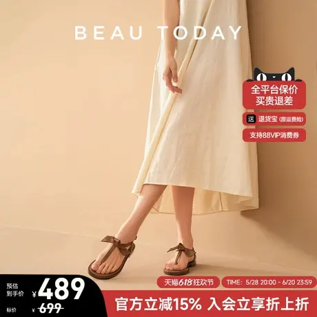 BeauToday罗马凉鞋女夏外穿2025新款复古真皮女鞋平底凉鞋女商品大图