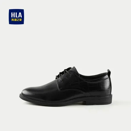 HLA/海澜之家加宽楦型商务正装皮鞋25新柔软舒适透气光面德比鞋男商品大图