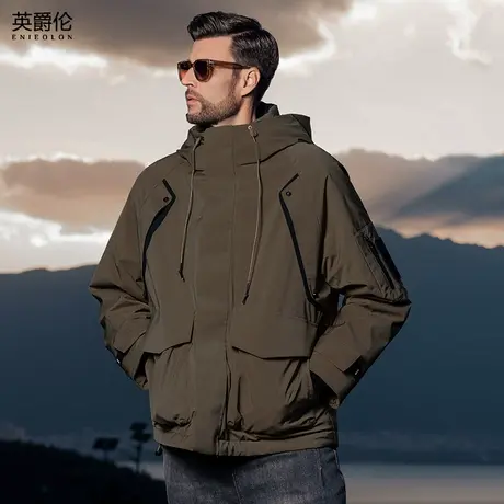 2024新款90绒子白鹅绒锁温科技羽绒服 男士冬季保暖工装连帽外套商品大图