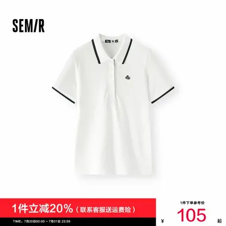 [商场同款]森马迪士尼合作系列POLO衫女修身夏季2025新款绣花上衣商品大图