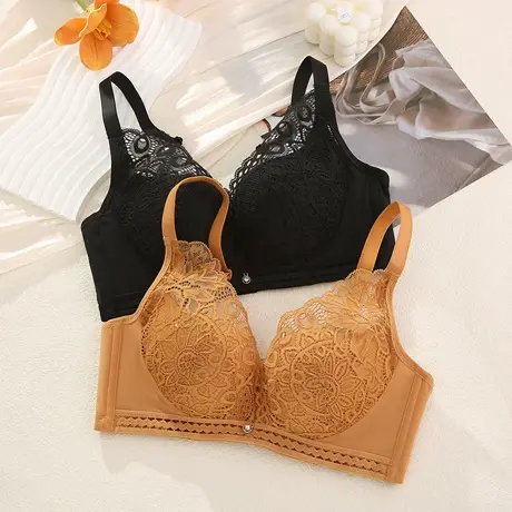 Shaply/莎莲妮大胸显小内衣女大码薄款透气蕾丝防走光收副乳文胸商品大图