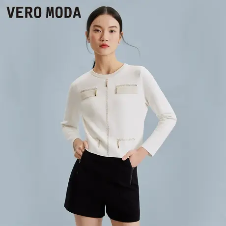 Vero Moda奥莱针织衫毛衣女春秋新款直筒短款通勤简约优雅上衣图片