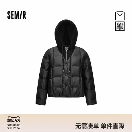 商场同款|森马羽绒服女冬90绒子宽松假两件2025新款休闲百搭上衣商品大图