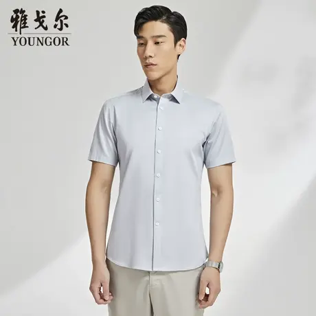 【抗菌去污】雅戈尔CEO男士短袖衬衫夏季易打理长绒棉商务休闲商品大图