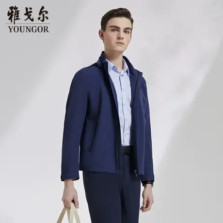 雅戈尔奥莱 男装单茄克秋季商务休闲立领连帽男舒适透气商品大图