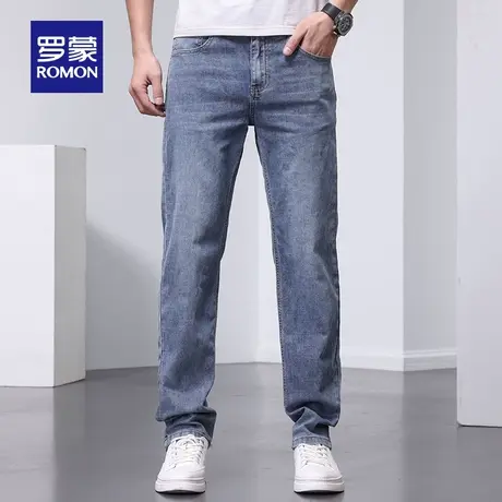 【官方正品】罗蒙男士时尚休闲裤春季新款弹力牛仔裤中青年直筒裤图片