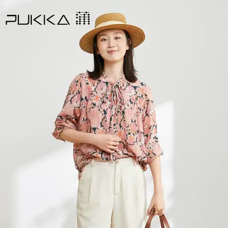 蒲PUKKA 原创设计夏季桑蚕丝印花宽松休闲慵懒感衬衫商品大图