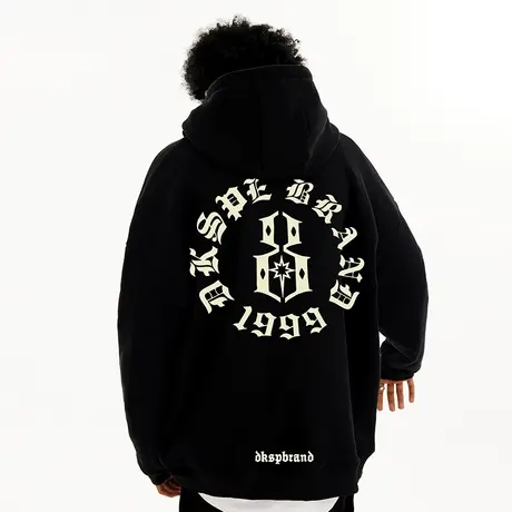 高街宽松潮流加绒加厚保暖大码美式卫衣潮牌男春秋款加肥加大外套图片