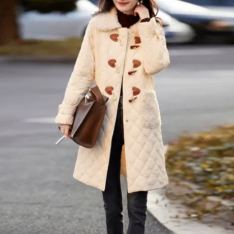 时尚气质保暖长款棉服外套商品大图