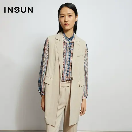 INSUN恩裳秋季职场OL西装领马甲外套图片