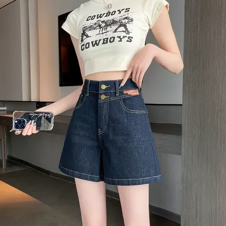 阔腿牛仔短裤女夏季薄款2023新款显瘦高腰宽松休闲a字直筒热裤ins商品大图