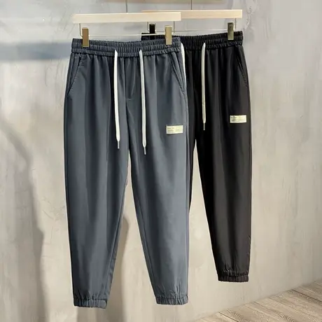 铜氨丝冰丝透气春夏新款男士休闲裤超薄款休闲男潮流小束脚裤九分商品大图