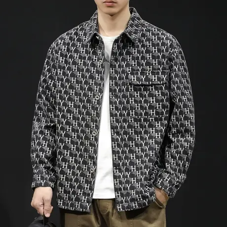 春季2024新款衬衫外套男士大码潮牌长袖衬衣休闲衣服印花春秋男款商品大图