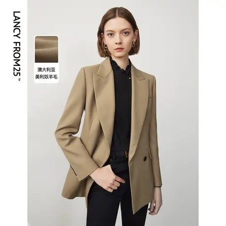 朗姿羊毛高级感职业西装外套通勤工作气质西服上衣2023年冬季新款图片