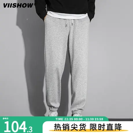 VIISHOW裤子男春秋束脚潮牌潮流卫裤加厚运动裤男士九分休闲长裤商品大图