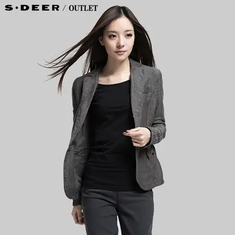 sdeer圣迪奥2014女装春装后摆皱褶100%🌑亚麻休闲小西装外套3182273图片