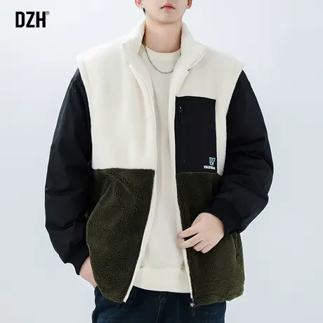 男士撞色羊羔绒棉服男款冬季加厚潮牌立领棉衣外套2024新款夹克衫商品大图