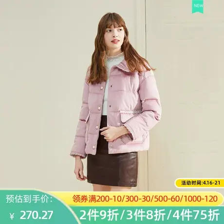 秋水伊人2022冬新款宽松翻领温柔厚实保暖竖插大口袋棉服2A432图片