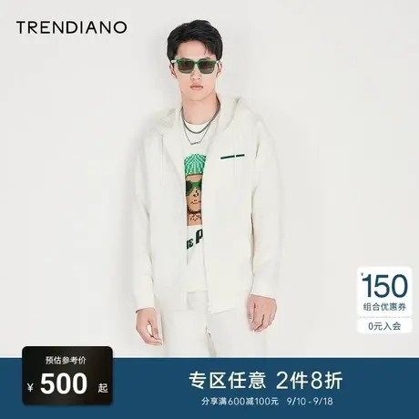 TRENDIANO官方潮牌男装秋季新款连帽开衫拉链卫衣外套男上衣商品大图