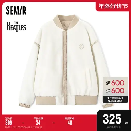 [商场同款]森马The Beatles联名棉服女2023新款冬季双面穿棒球服图片