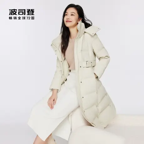 【罗永浩年货节】波司登女士羽绒服中长连帽腰带收腰羽绒服图片