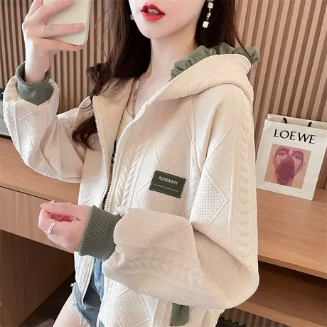 早春装外套女2024新款春秋季韩版宽松设计感小众薄款夹克开衫卫衣图片