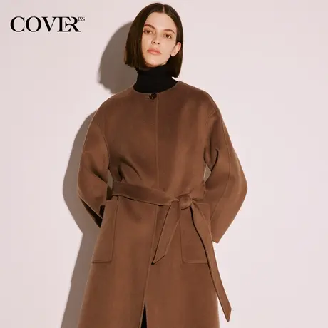COVER2023冬季天丝羊毛混纺南瓜袖毛呢外套图片