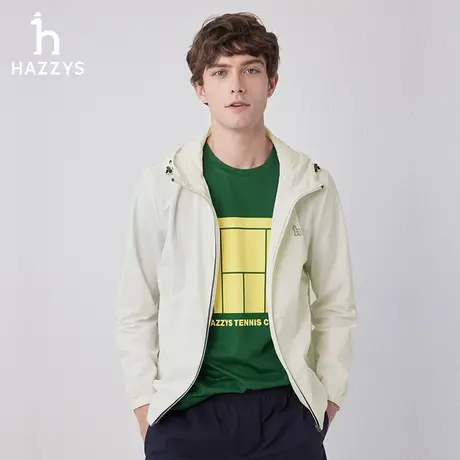 【防晒拒水】Hazzys哈吉斯春夏新款夹克男纯色通勤连帽休闲外套潮图片