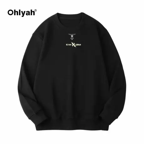 Ohlyah圆领卫衣男秋季长袖T恤胖子男装宽松加肥加大码休闲套头商品大图