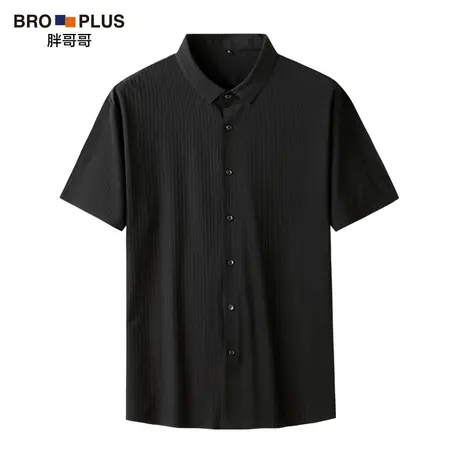 胖哥哥2023夏季新品大码男士衬衣加肥加大宽松休闲半袖翻领衬衫男图片