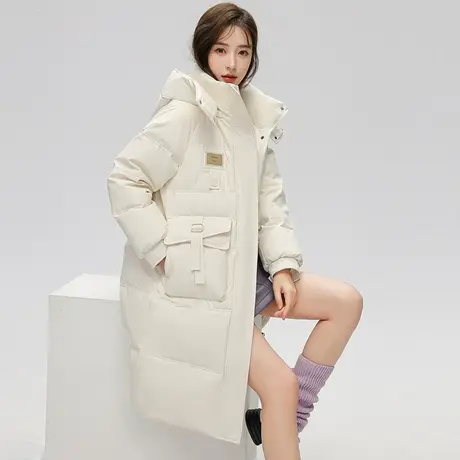 雪中飞羽绒服女2023新款冬季休闲长款过膝保暖时尚宽松韩版外套商品大图