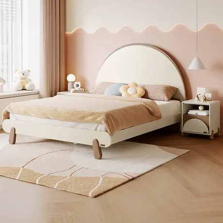 全友家居儿童床奶油风卧室简约现代青少年男孩女孩1.5米床商品大图