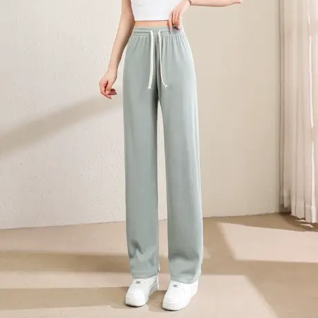 时尚休闲直筒长裤2023年夏季新款女士气质高腰显瘦百搭通勤长裤商品大图