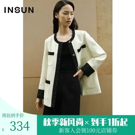 恩裳COVER2023早春新款阔腿呢子中裤肌理感百慕黑色显瘦短裤图片