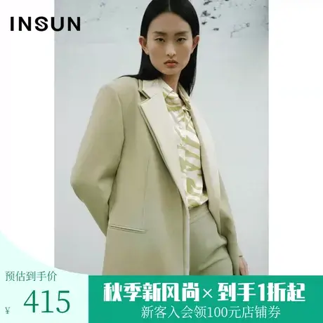 恩裳COVER2023春款新款粗斜纹西服撞色平驳领双层门襟西装外套女图片