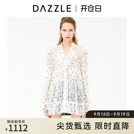 DAZZLE地素奥莱 重工蕾丝花边网纱裙连衣裙女2E1O6037B商品大图